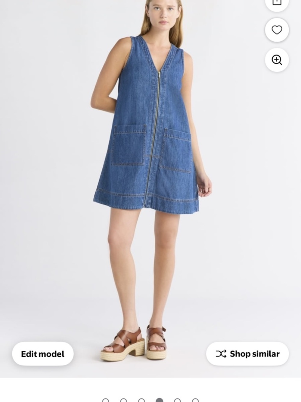 Sleeveless Blue Denim Zip-Front Dress